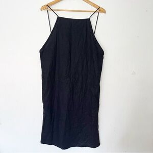 NWT Gillia Mini Dress Sz M Black Linen Hawaii Clothing Line Travel Beach